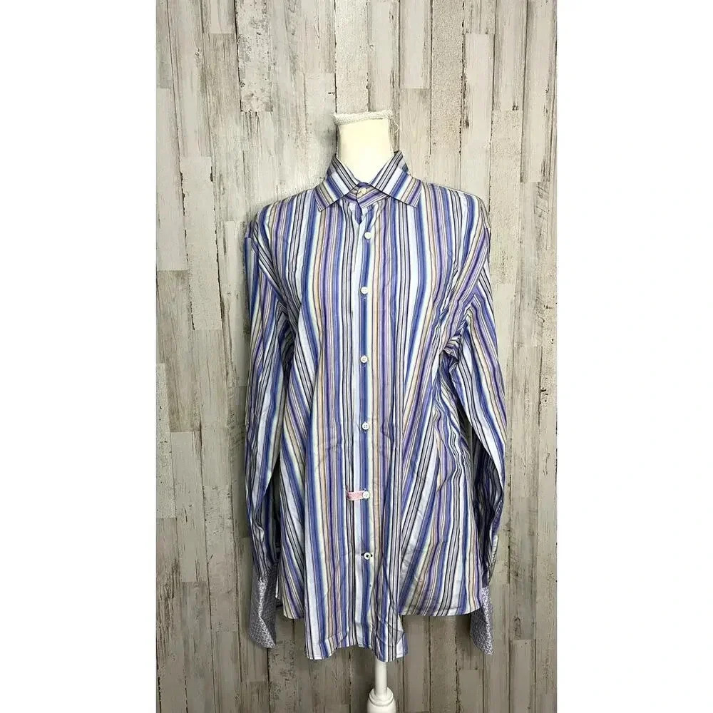 Banana Republic Men's Size Large 16-16.5 Multicolored Striped‎ Button-Down Shirt